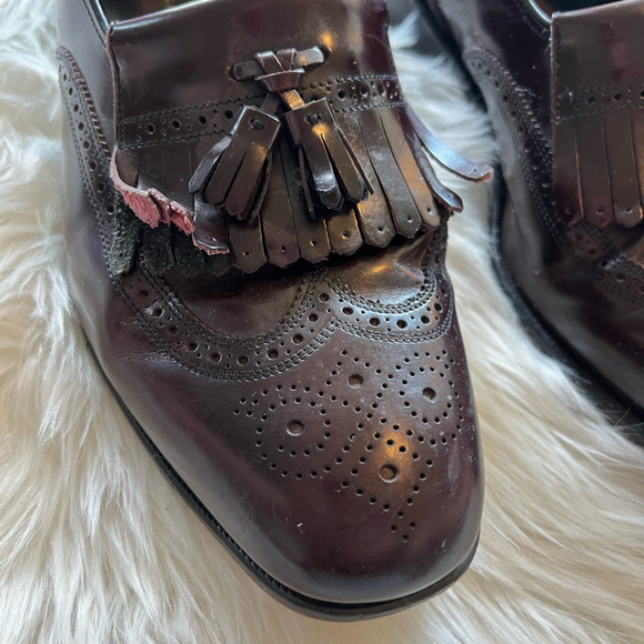 Florsheim Mens Lexington Wingtip Loafer Dress Shoes Brown Leather Tassel 9.5 3E - Picture 9 of 10